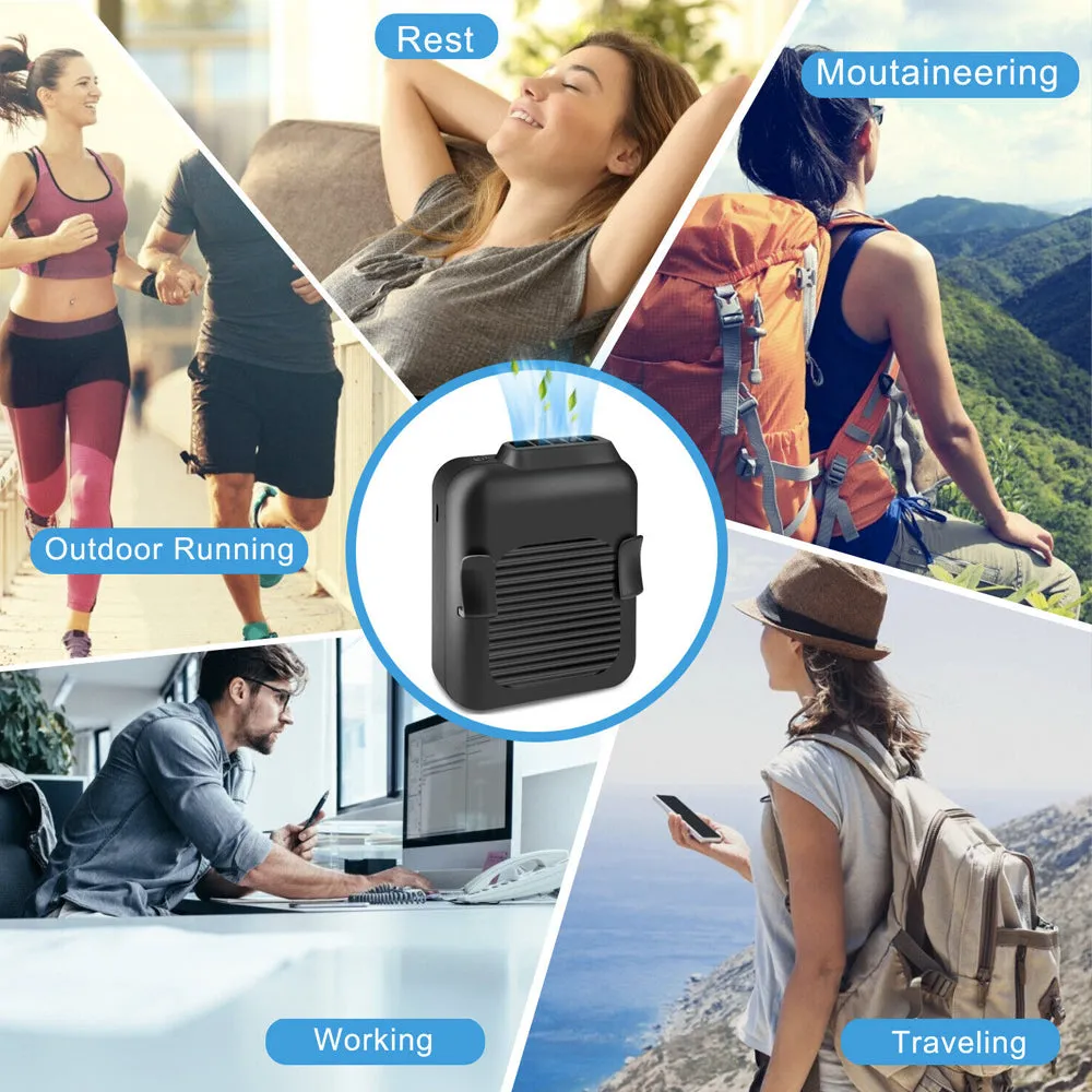 Portable Compact Cooling Fan Hanging Handsfree with Waist Clip