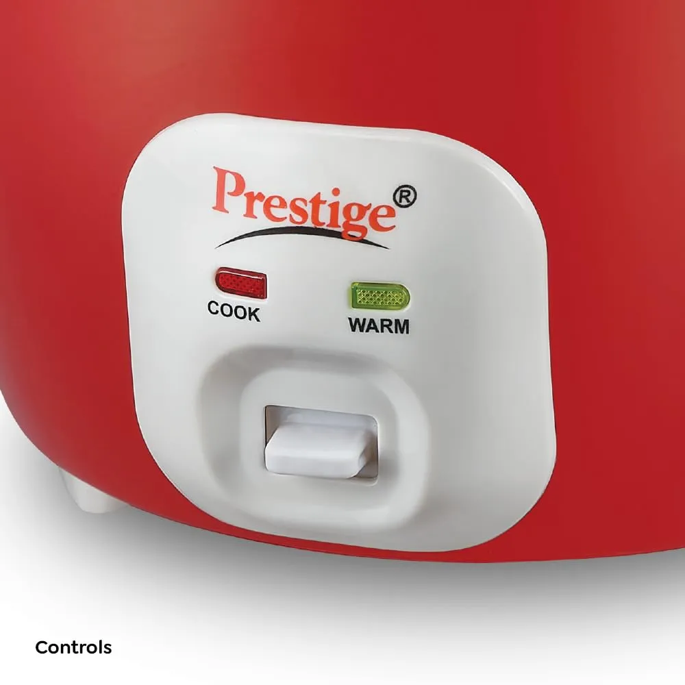 Prestige Delight Cute 1.8 SS Bowl Electric Rice Cooker(1.8L for Rice-Open Type, Silky Red, with Stainless Steel Cooking Pan 4.4L Volume,700 W)