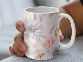 Pretty Pink Floral Design Mug, Gift for Her, Pink Floral Coffee Mug, , Cute Girls Gift Ideas