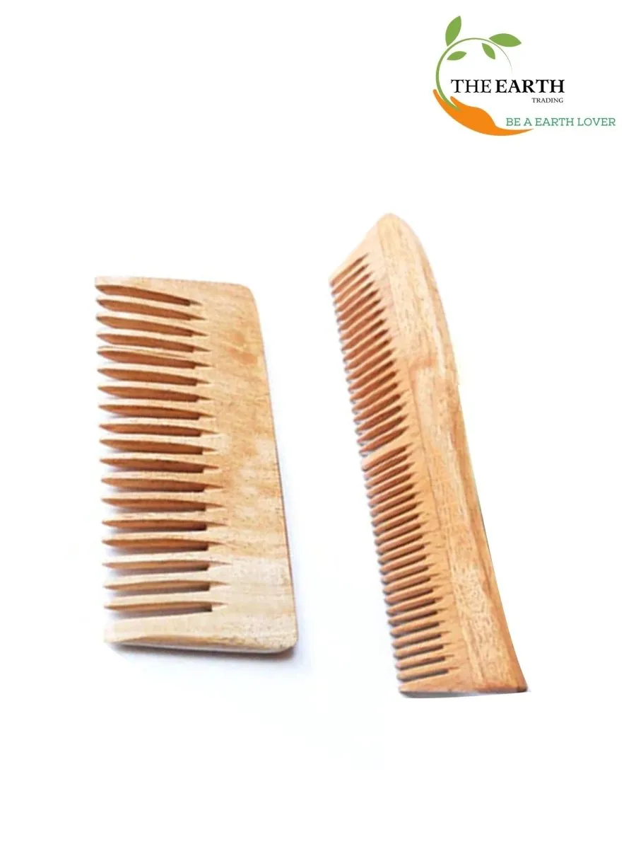 Pure Kacchi Neem Wood Comb Pack Combo -04 (Pack of 2)