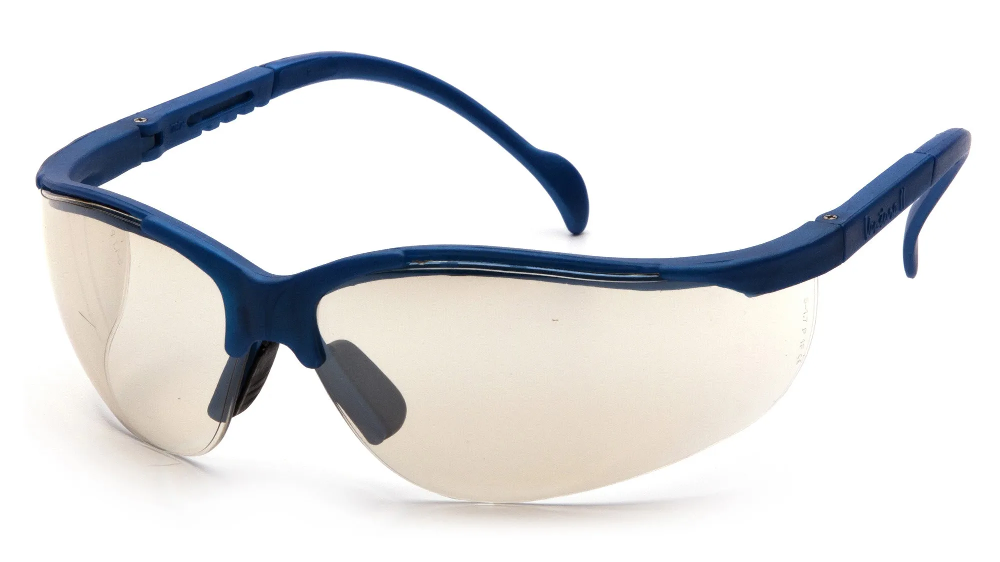 Pyramex SMB1880S Venture II Metallic Blue Safety Glasses W/ Indoor/Outdoor Mirror Lens (12 each)