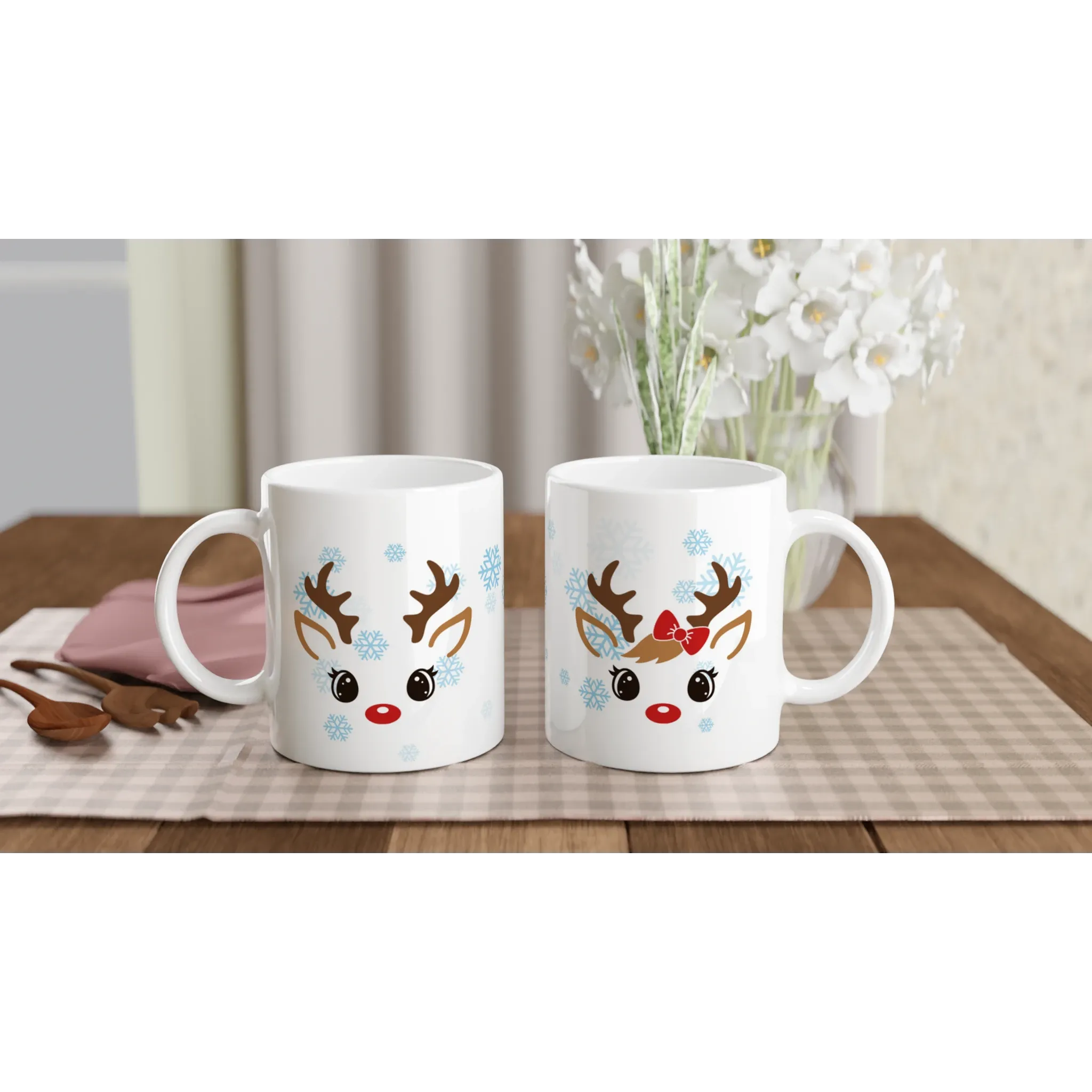 Reindeer Couple Mug | Adorable Reindeer Faces