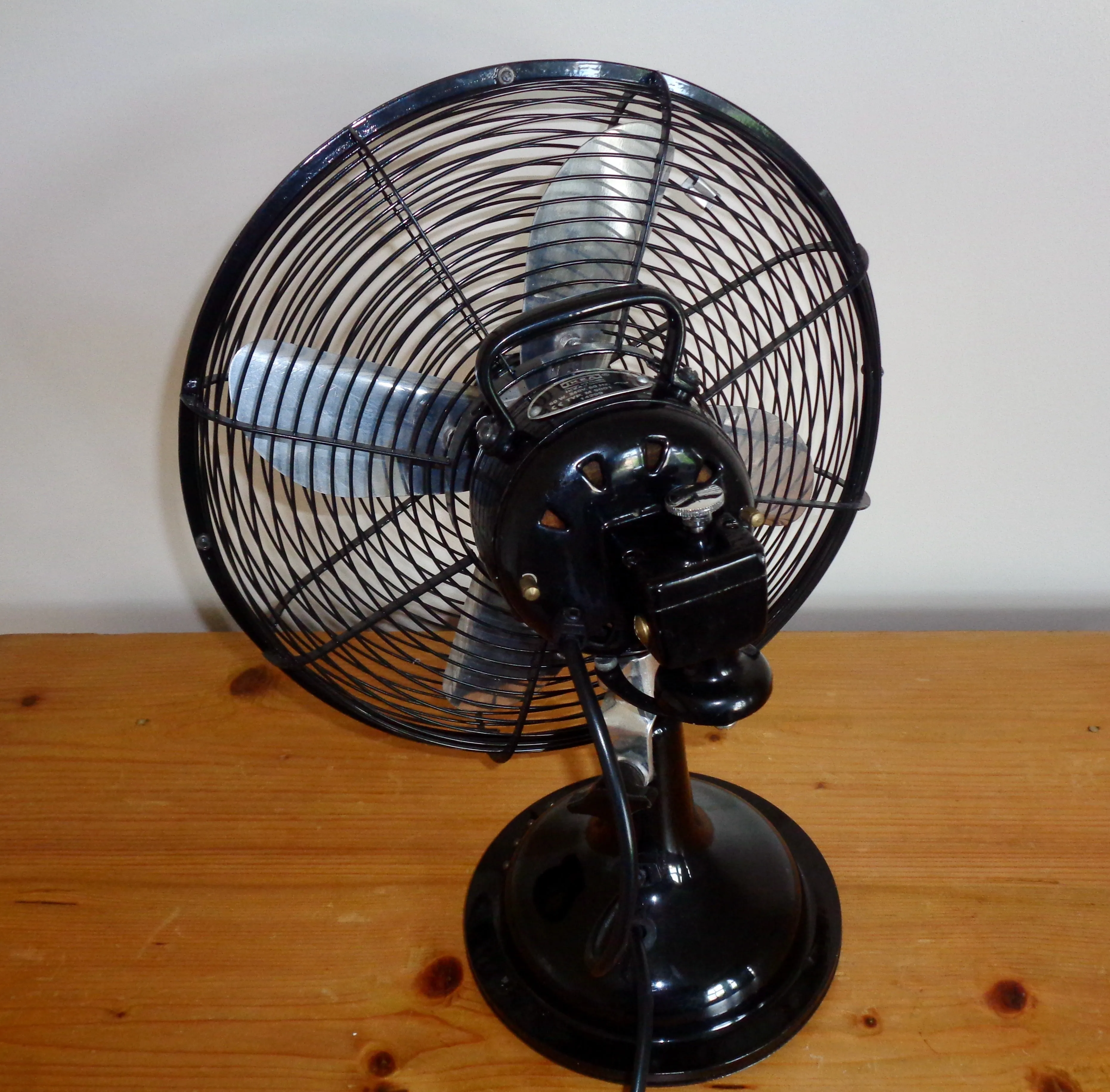 Retro 12 inch Ikea Taifun Desk Fan With Chrome Blades And Black Metal Body