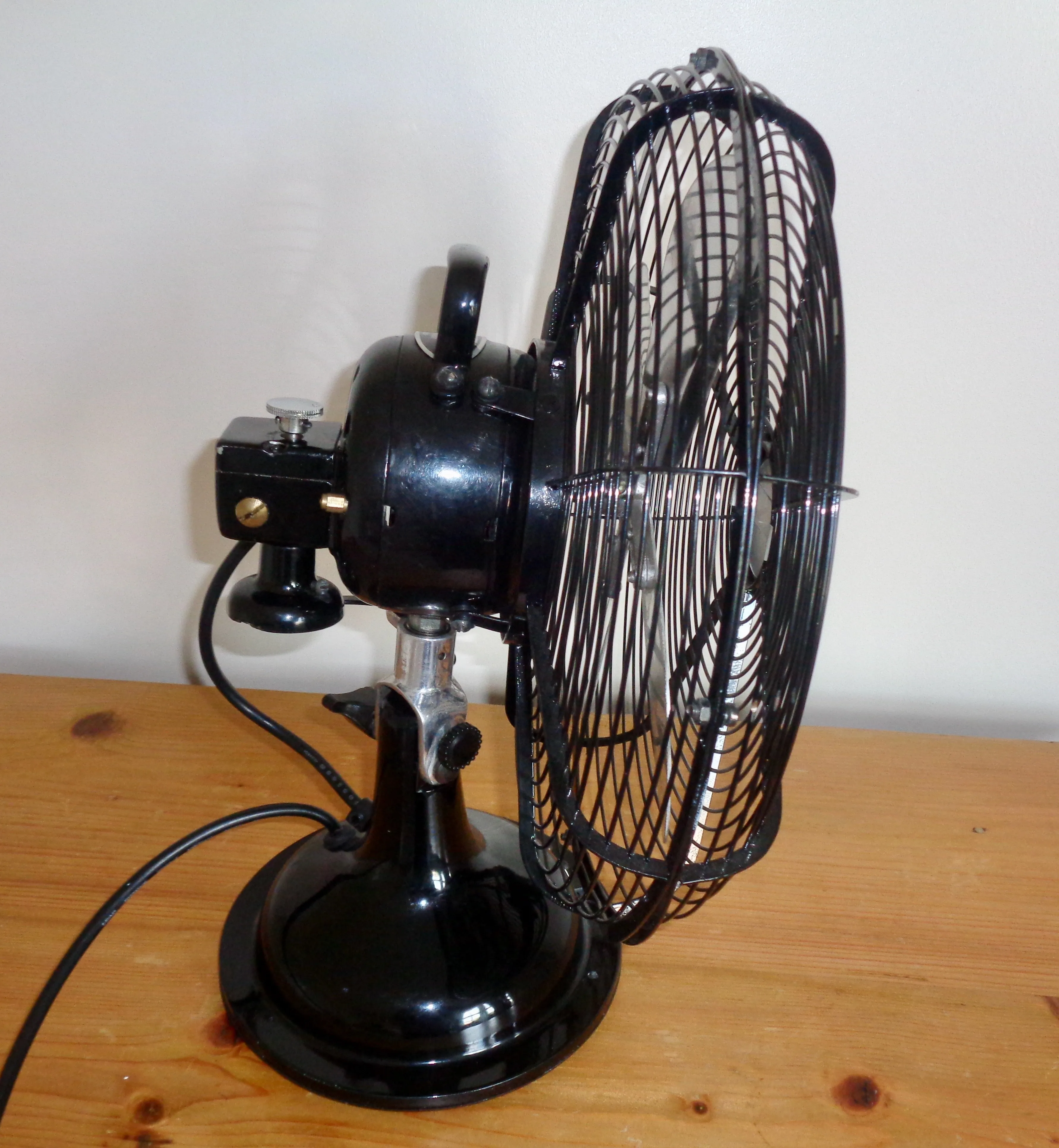 Retro 12 inch Ikea Taifun Desk Fan With Chrome Blades And Black Metal Body