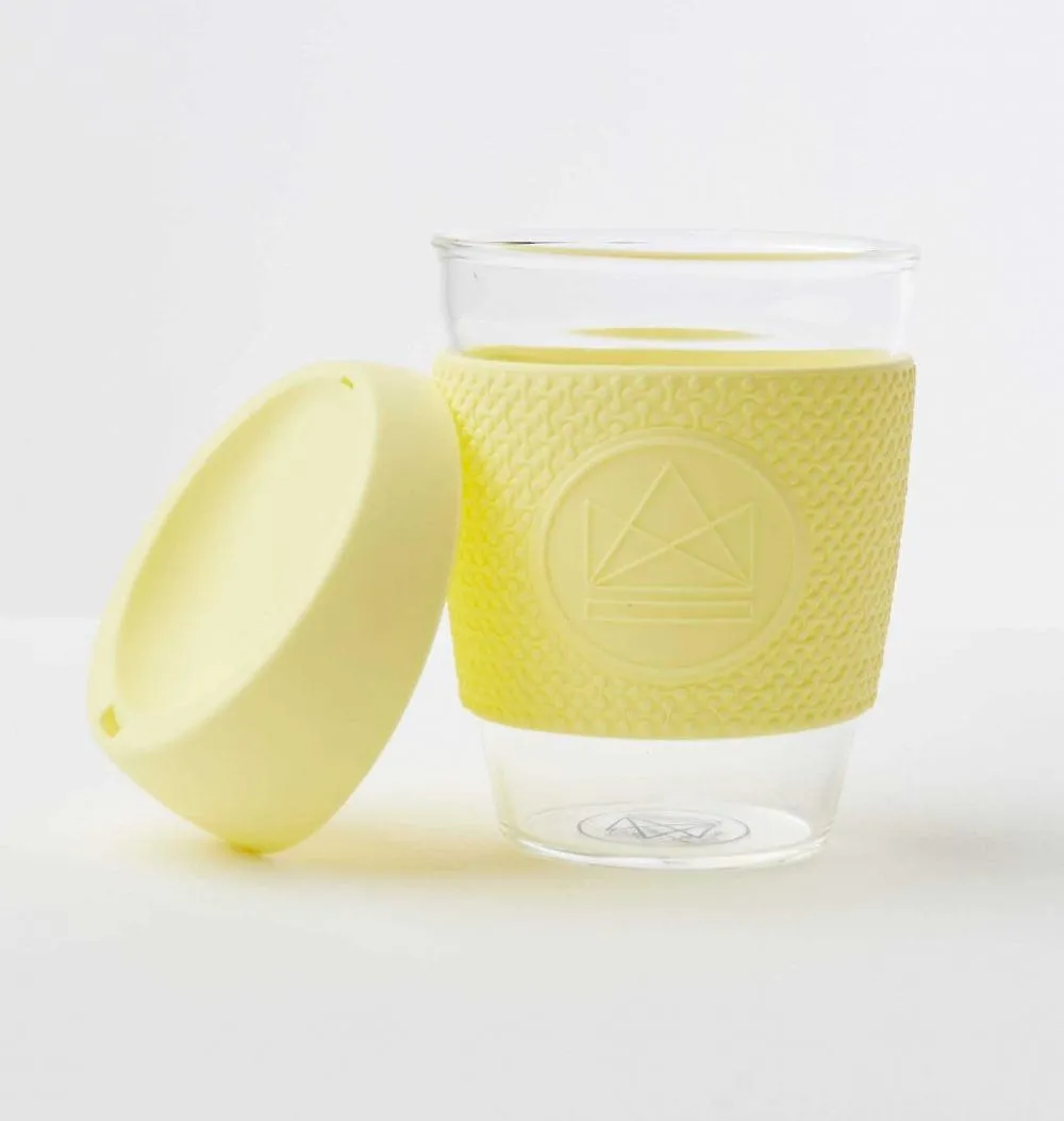 Reusable Glass Coffee Cup - 340ml - Sun Is Shining