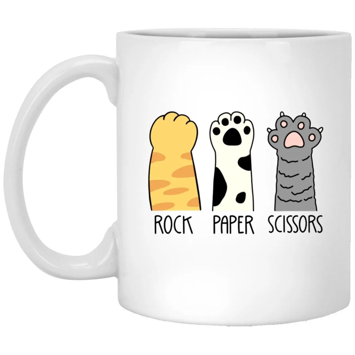 Rock Paper Scissors Cat Mug Funny Coffee Cup