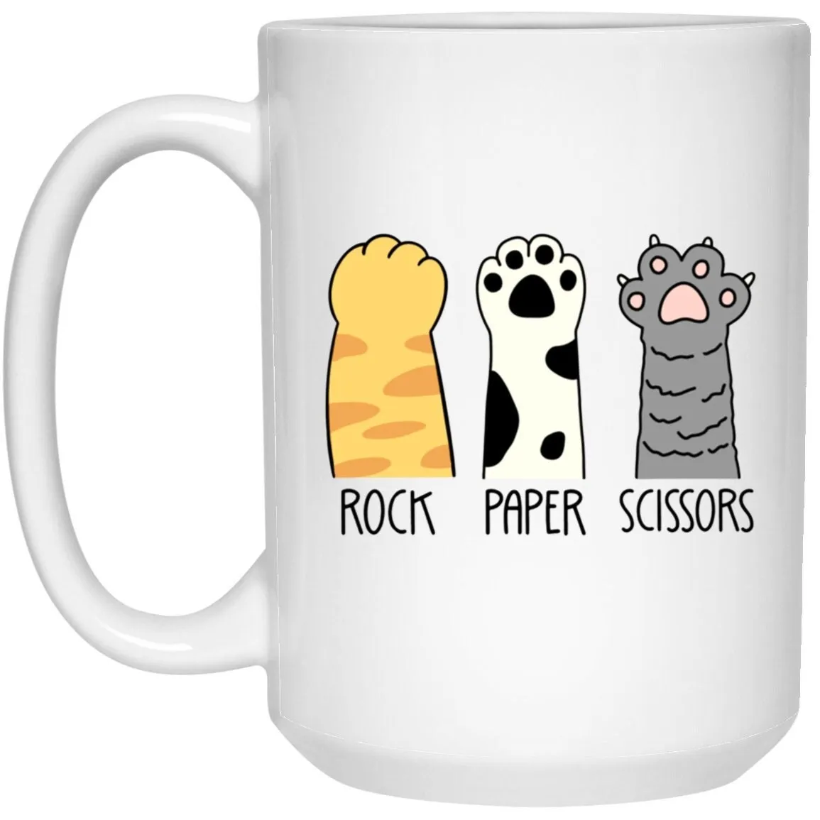 Rock Paper Scissors Cat Mug Funny Coffee Cup