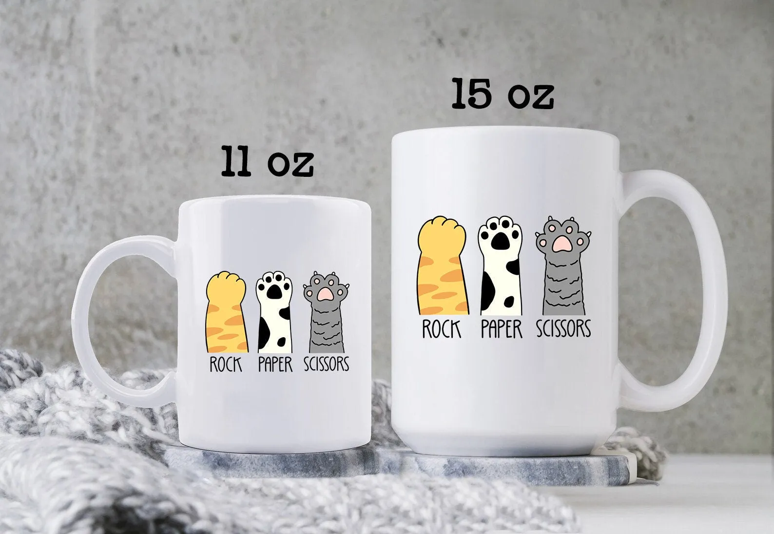 Rock Paper Scissors Cat Mug Funny Coffee Cup