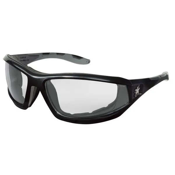 RP210DC MCR Safety RP2 Series Safety Glasses, Clear Lens, Black Frame