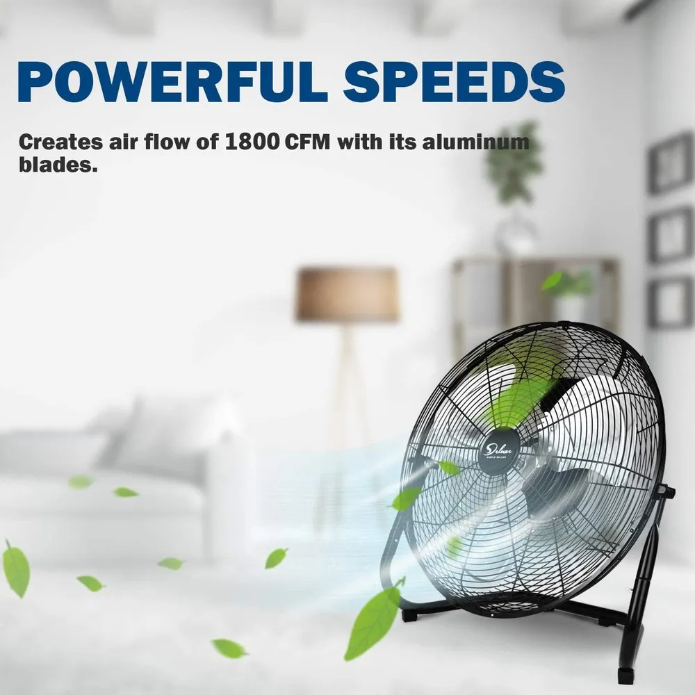 Simple Deluxe 12 Inch 3-Speed High Velocity Heavy Duty Metal Industrial Floor Fans