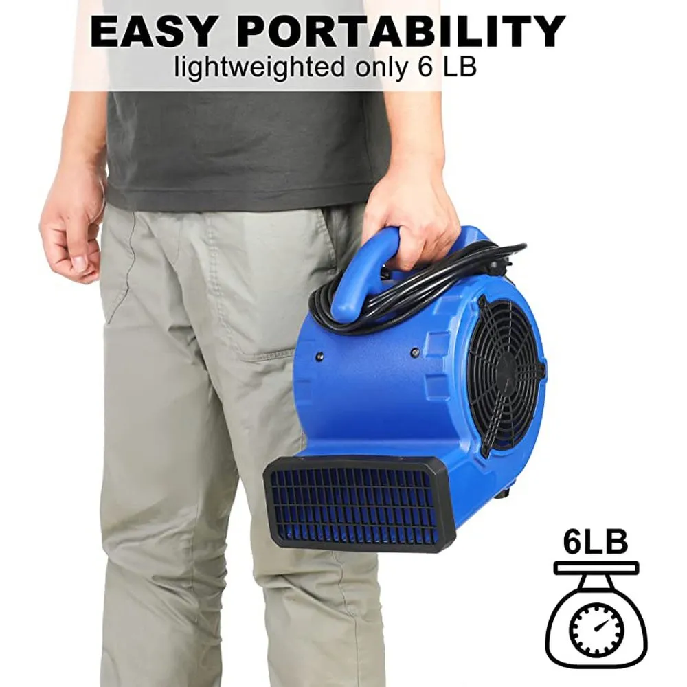 Simple Deluxe 305 CFM Mini Floor Blower Fan for Water Damage, Blue, 12 Inch