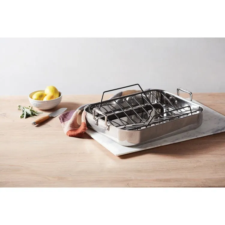 Small Stainless Steel Roasting Pan with Nonstick Rack