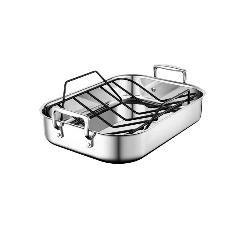 Small Stainless Steel Roasting Pan with Nonstick Rack