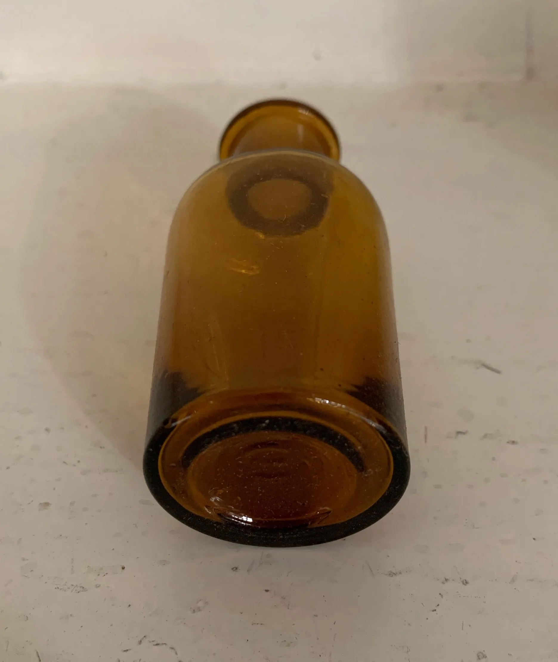 Small Vintage  Amber Pharmacy  Glass Bottle #4424