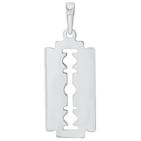 Solid 14k White Gold Sharp Edged Razor Blade Pendant