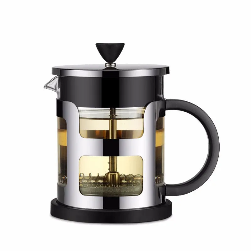 Stainless Steel Portable French Press Coffee Pot Tea Maker Machine Moka With Strainer Filter Travel Borosilica Glass Cafetiere