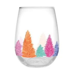 Stemless Wine Glass - Tree Colorful