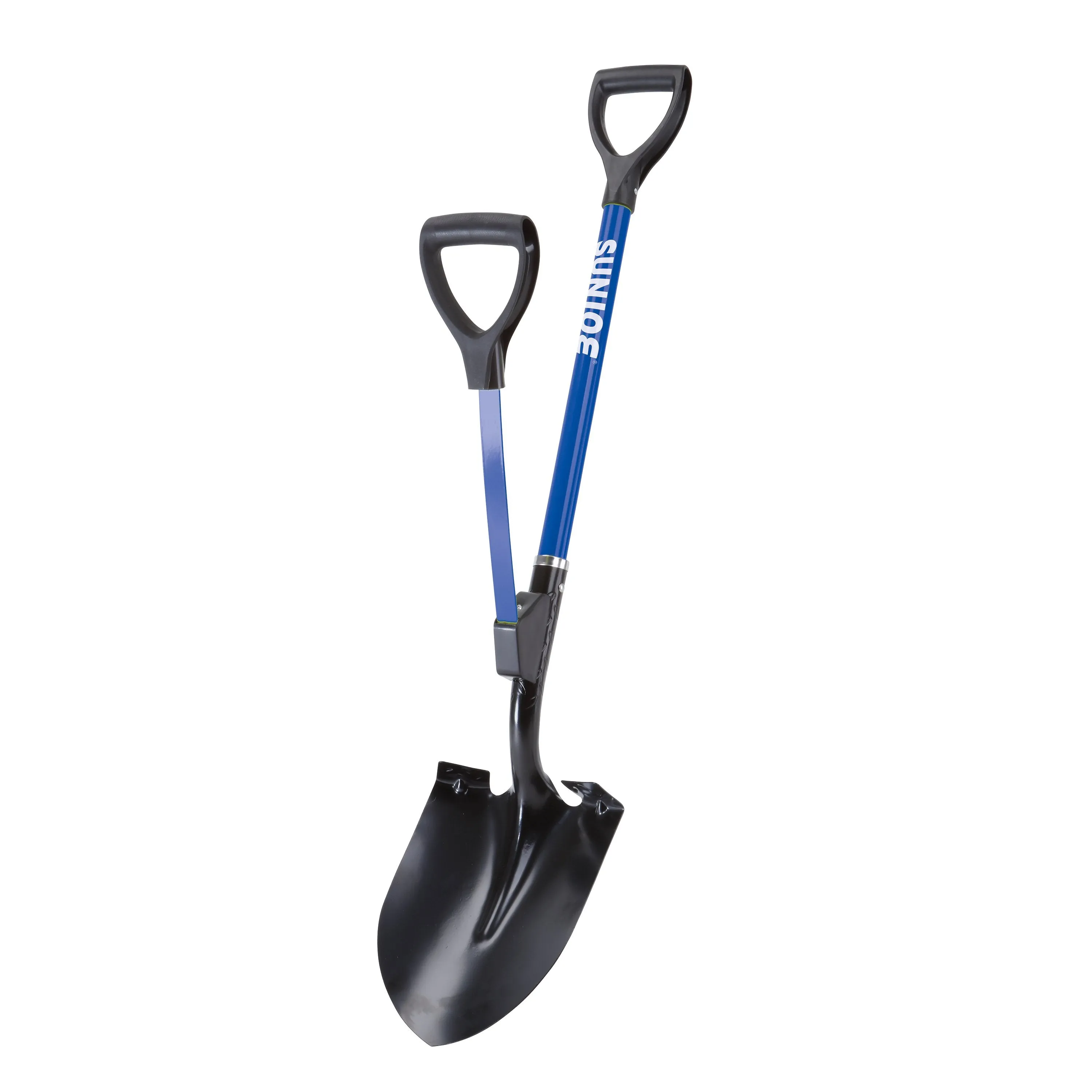 Sun Joe SJ-SHLV06-SJB Shovelution Strain Reducing Utility Digging Shovel w/Spring Assist Handle | 44 in | Round Point | D-Handle (Blue)