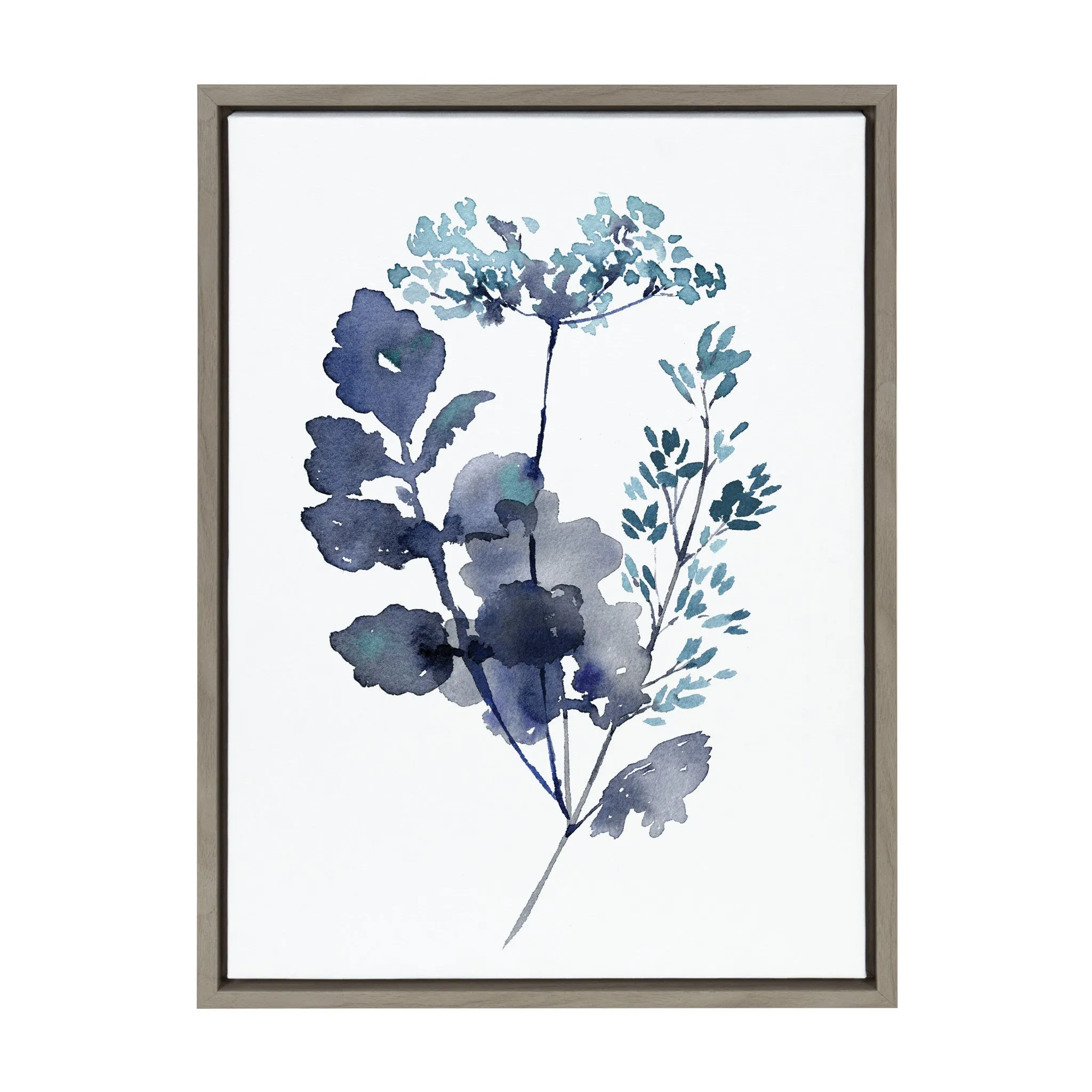 Sylvie Botanical Lace Leaf Indigo Framed Canvas by Sara Berrenson