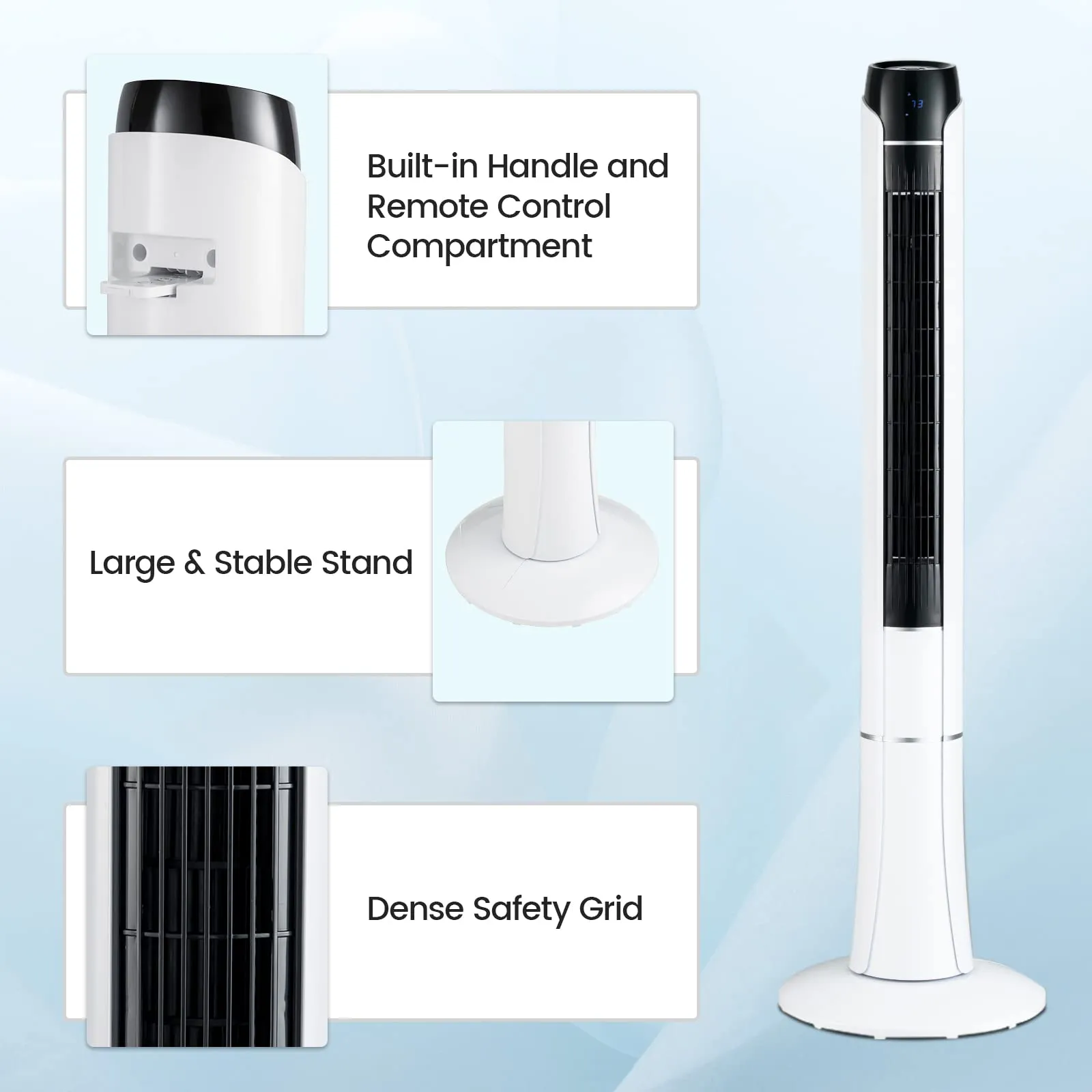 Tangkula 48-Inch Tower Fan with Remote Control, Quiet Bladeless Tower Fan