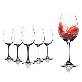 TBGHz Modvera Stemmed Wine Glass 16 Ounce | Lead Free Crystal Clear Classic Design | Perfect for Red Wines & White Wines at Your Next Elegant Dinner Party or Event | Elongated Bowl Design | Set of 6