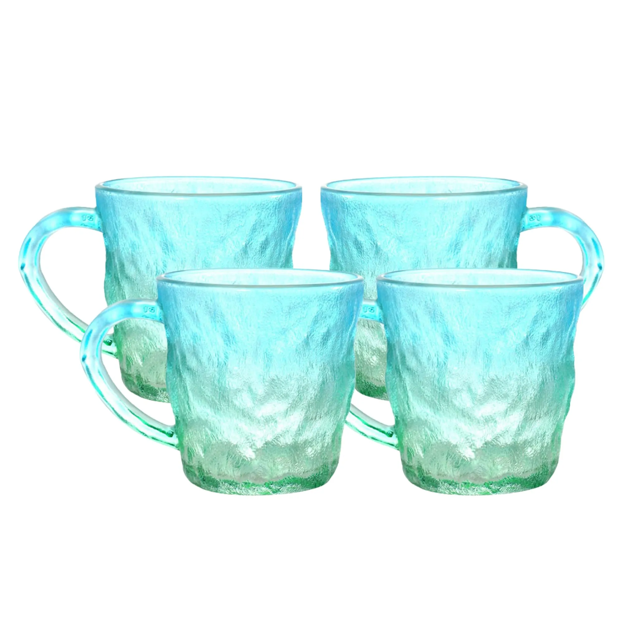 The Better Home Zest Glass Tea Cups (4Pcs-280ml) Lead Free Coffee Cup Set | Scratch-Resistance Microwave Safe Coffee Mug Set |House Warming Gifts for New Home |Return Gifts for Women-Blue