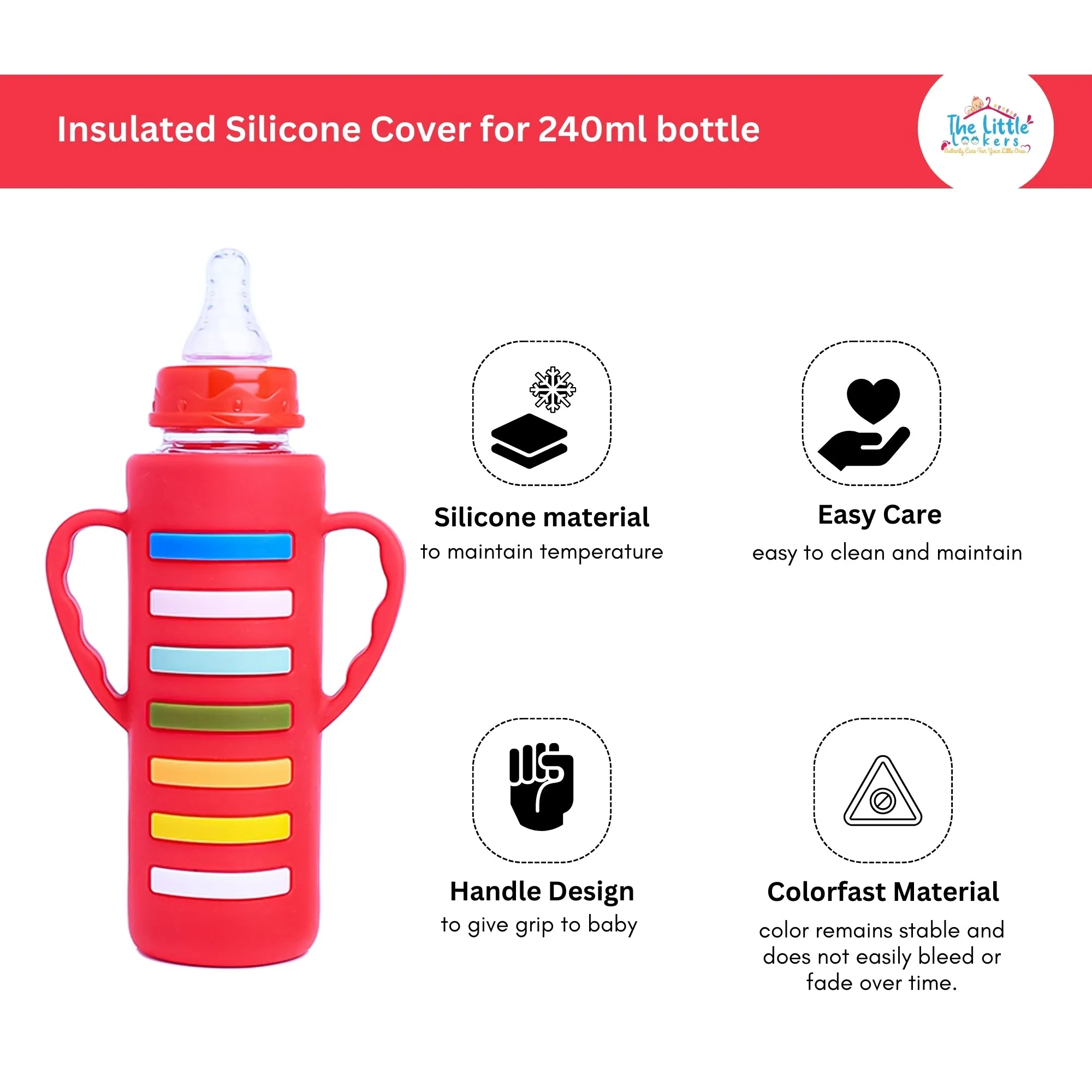 THE LITTLE LOOKERS Baby Bottle Cover with Handle/ Silicone Warmer Cover for Baby/Newborn/Infants/Toddlers