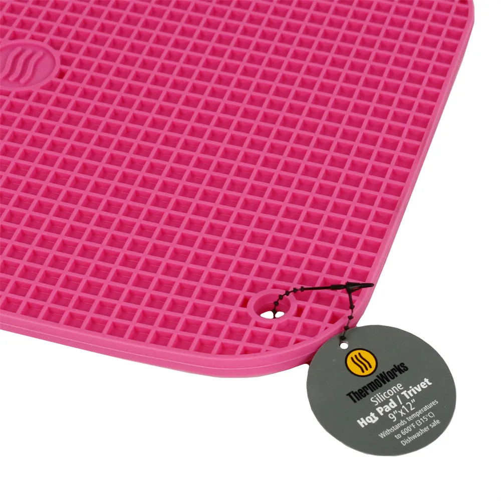 Thermoworks Hi-Temp Non-Slip Silicone Hotpad/Trivet 9"x12" 600°F BPA Free Pink