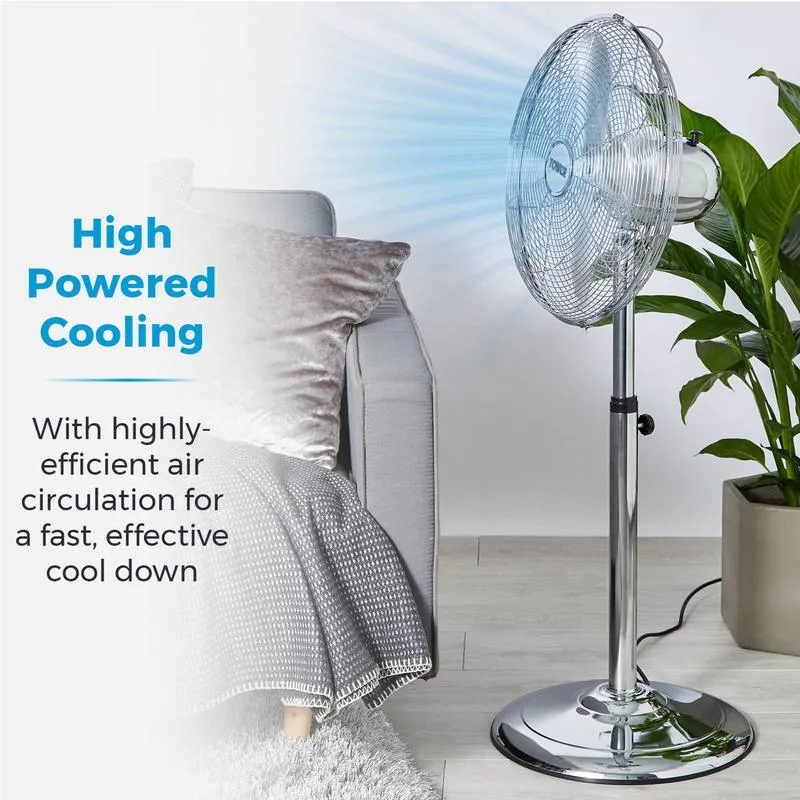 Tower Pedestal Fan with Stand 16"  - Chrome