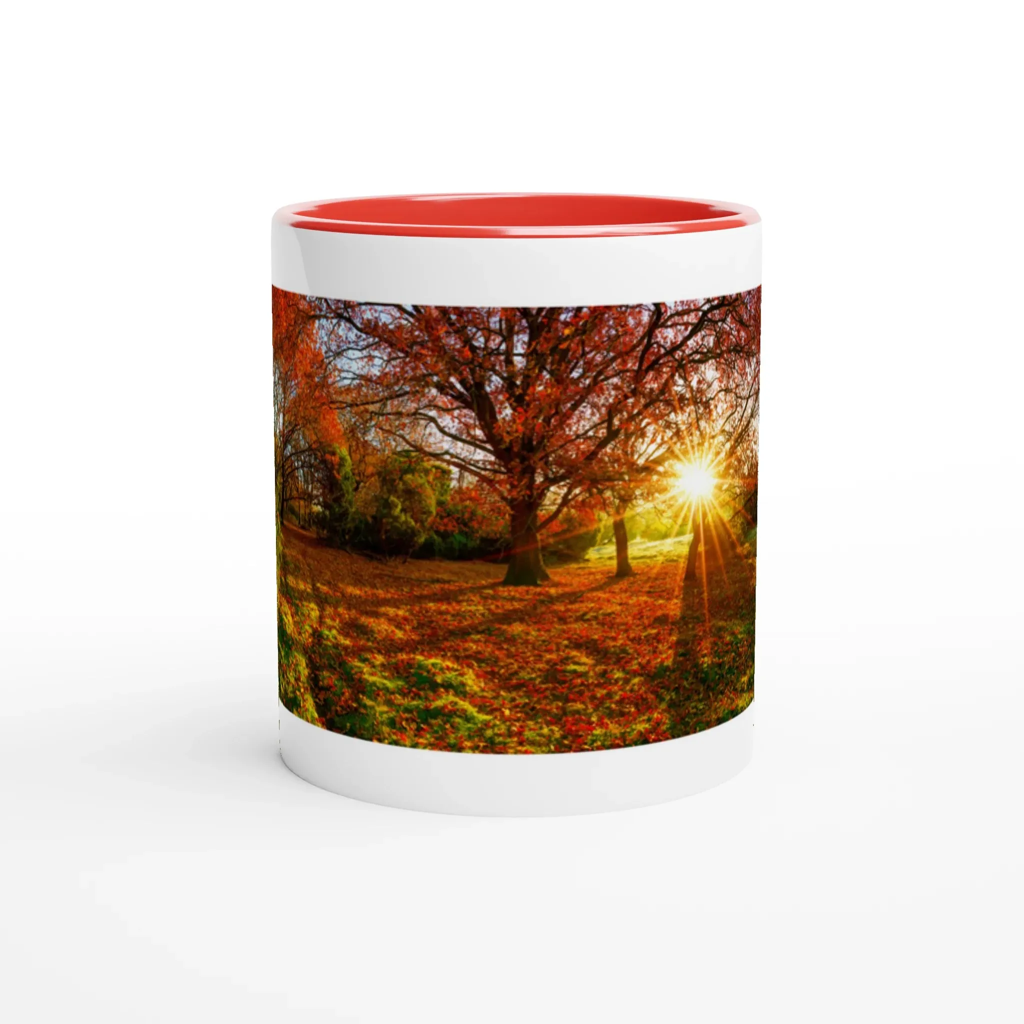 Trees in Autumn Season - Red Ceramic Mug