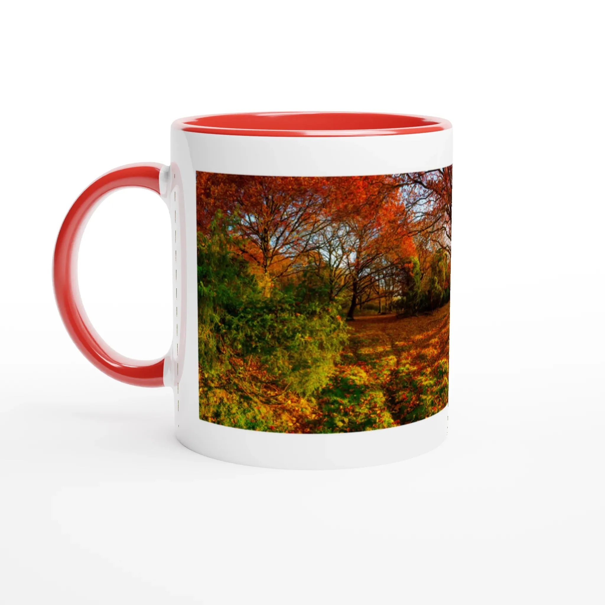 Trees in Autumn Season - Red Ceramic Mug