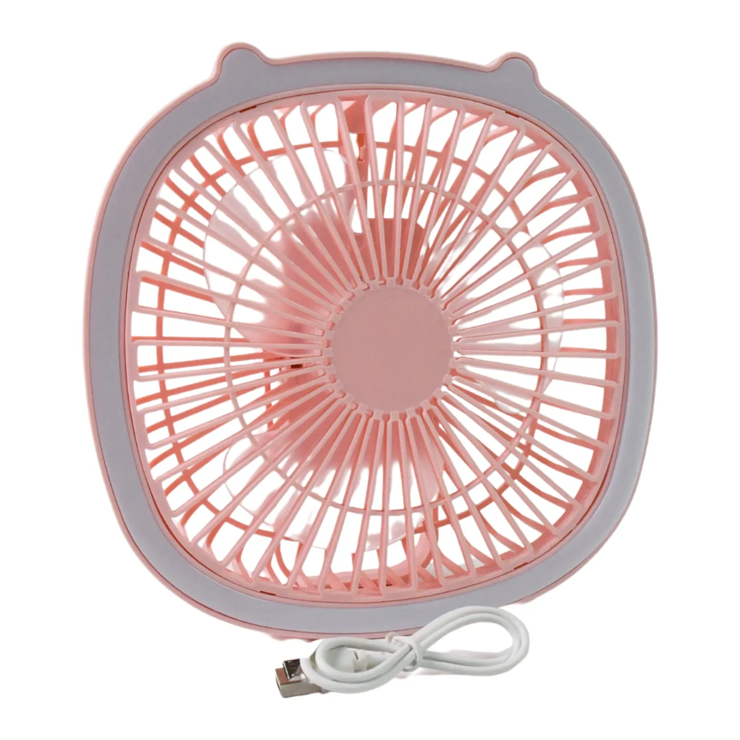 USB PORTABLE MINI DESK FAN WITH LIGHT & COLOR BOX (1 PC / Mix Color)