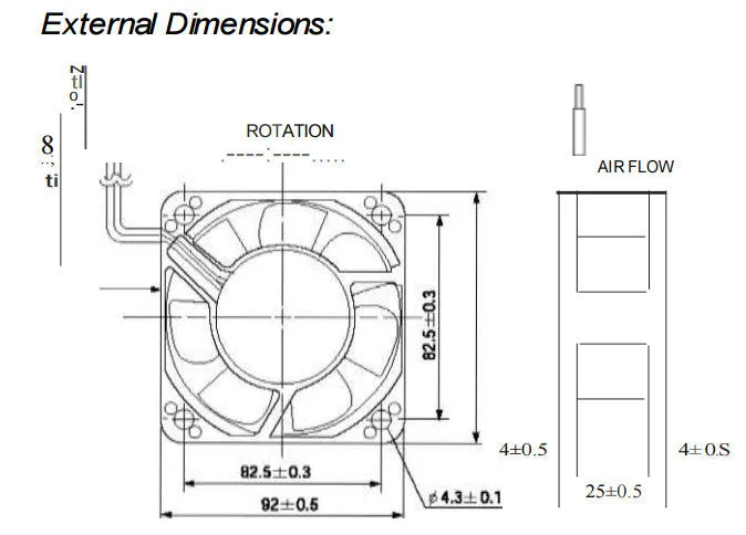 Vantec 92 x 25mm Thermoflow Temperature Controlled Case Fan