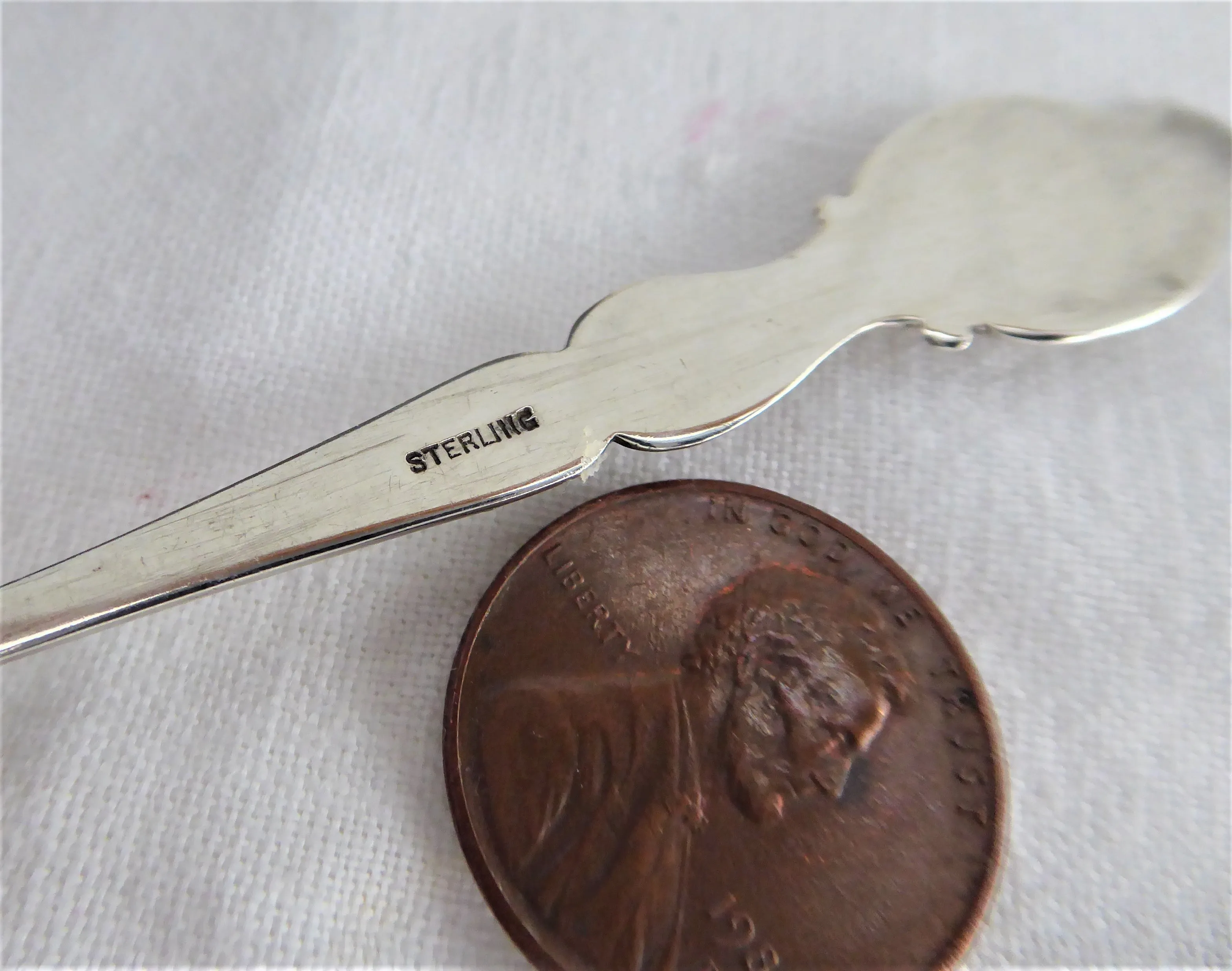 Victorian Sacramento California Sterling Silver Souvenir Spoon 1890s Embossed Gold Wash Bowl