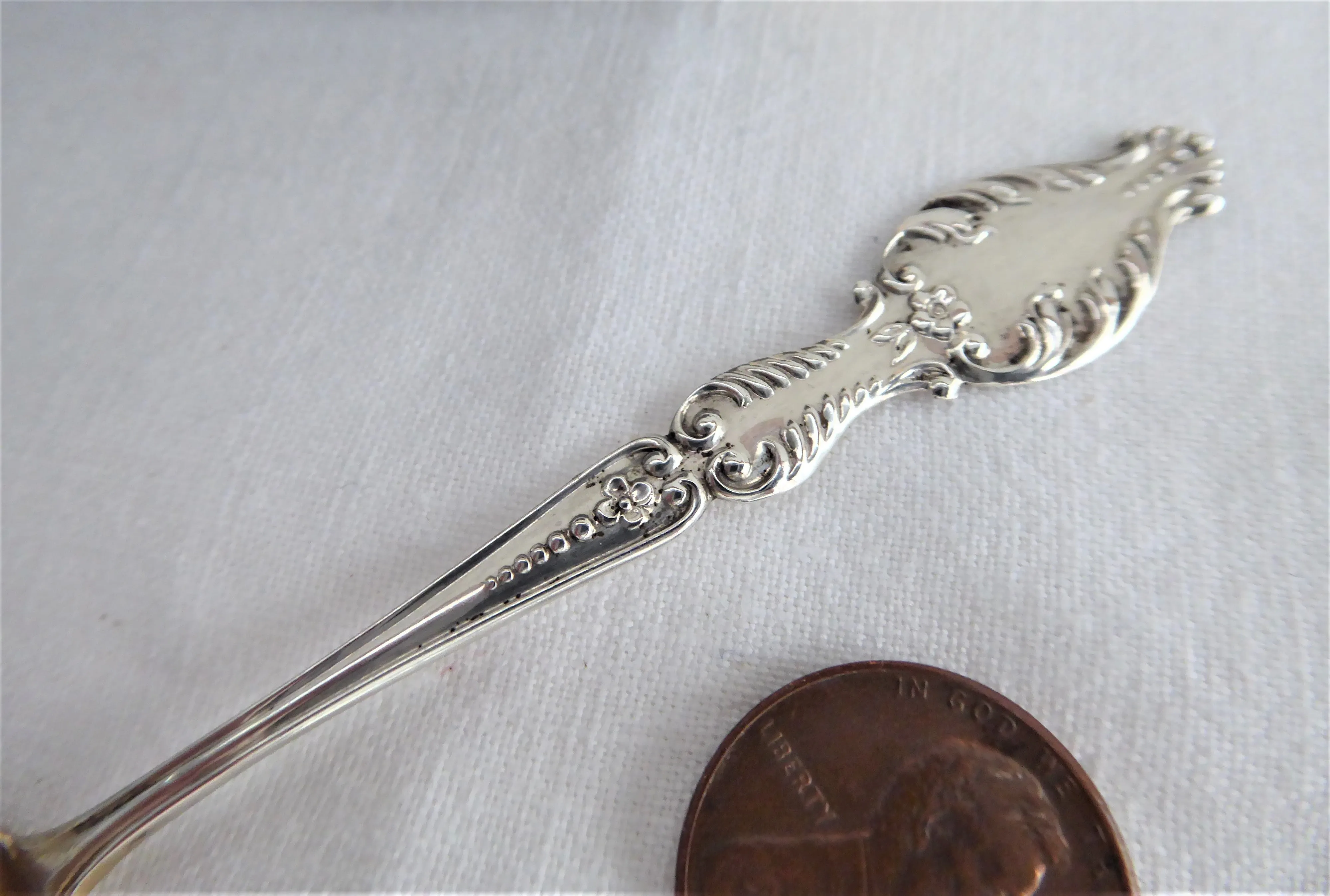 Victorian Sacramento California Sterling Silver Souvenir Spoon 1890s Embossed Gold Wash Bowl