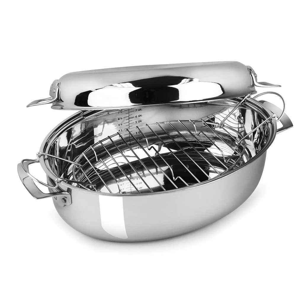 Viking Oval Roaster with Induction Lid & Rack, 9 Qt