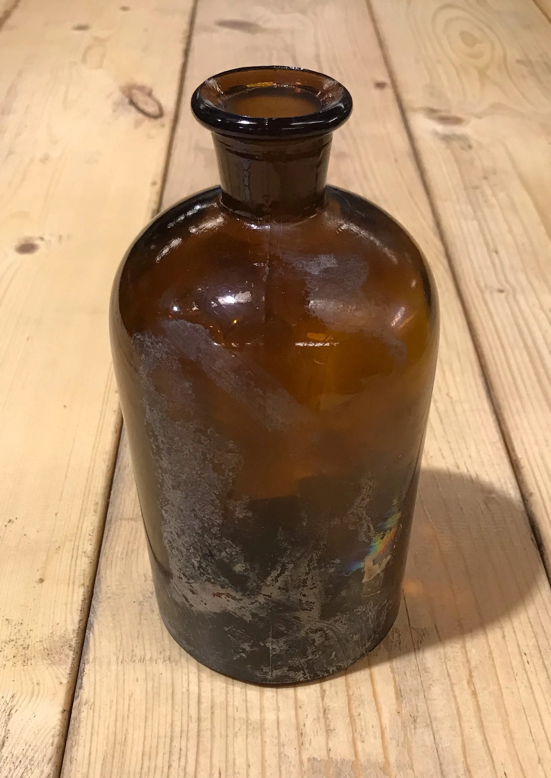 Vintage  Amber Pharmacy  Glass Bottle #3922b