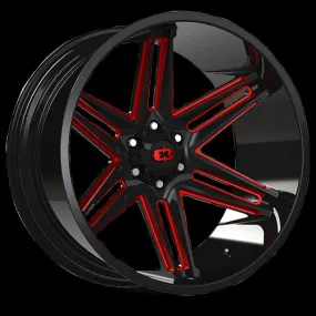 Vision Off-Road 363 Razor 22X12 5X127 -51mm Gloss Black Milled Spoke with Red