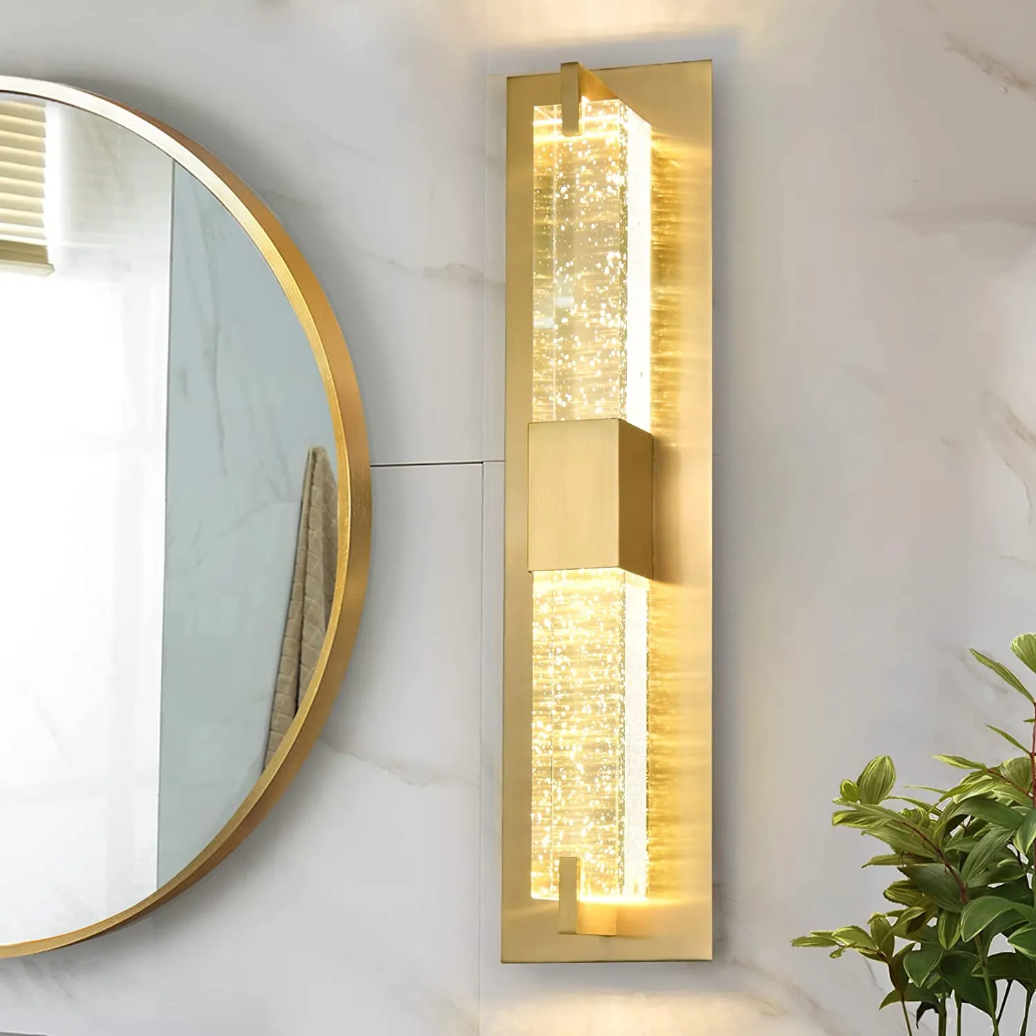 Wall Lighting Gold Modern Vanity Lights Fixture with Crystal Bubble Glass