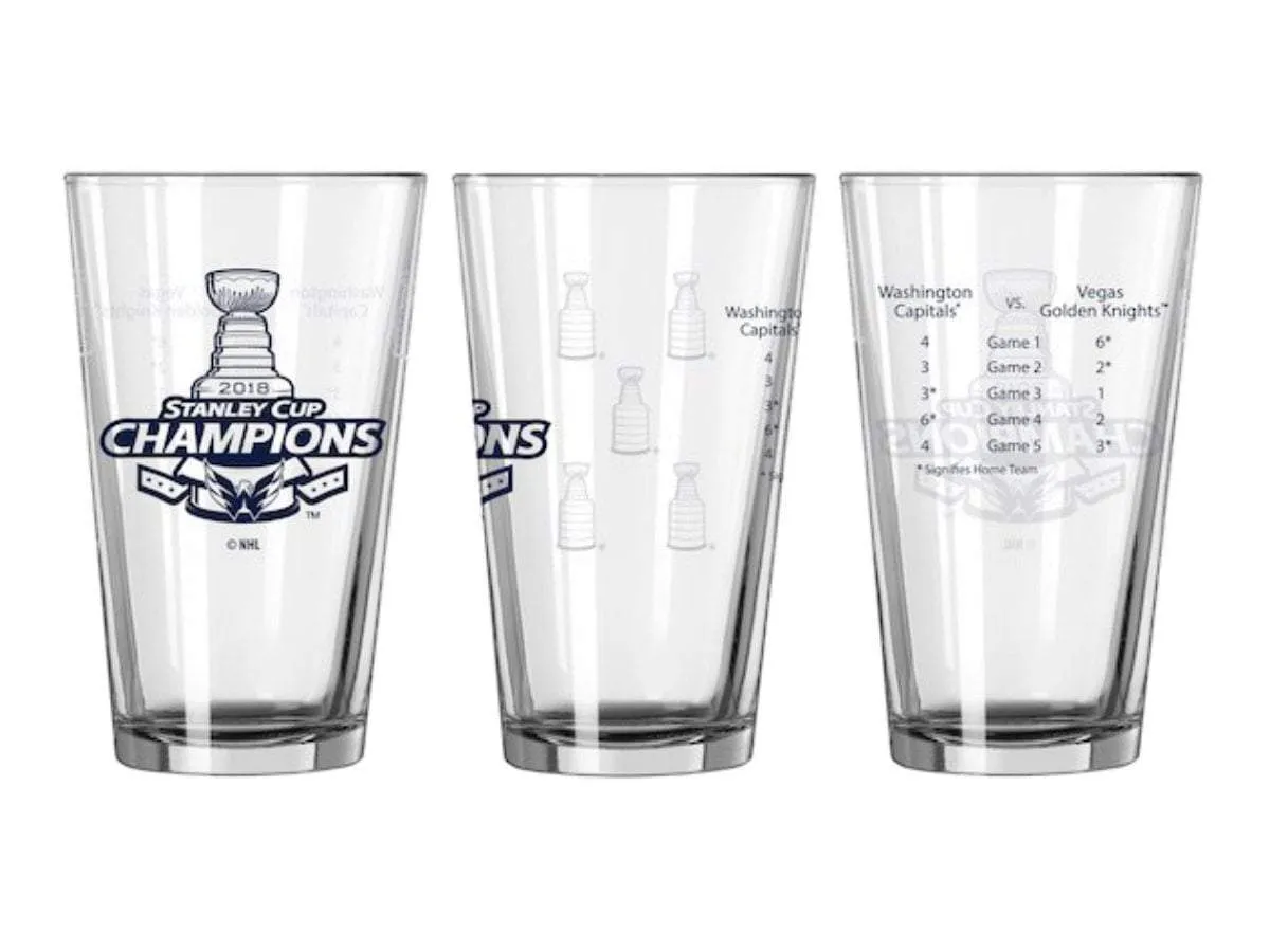 Washington Capitals 2018 Stanley Cup Champions Satin Etch Game Scores Pint Glass