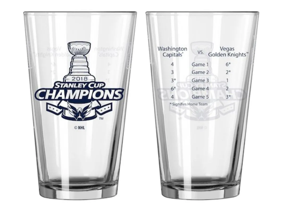 Washington Capitals 2018 Stanley Cup Champions Satin Etch Game Scores Pint Glass