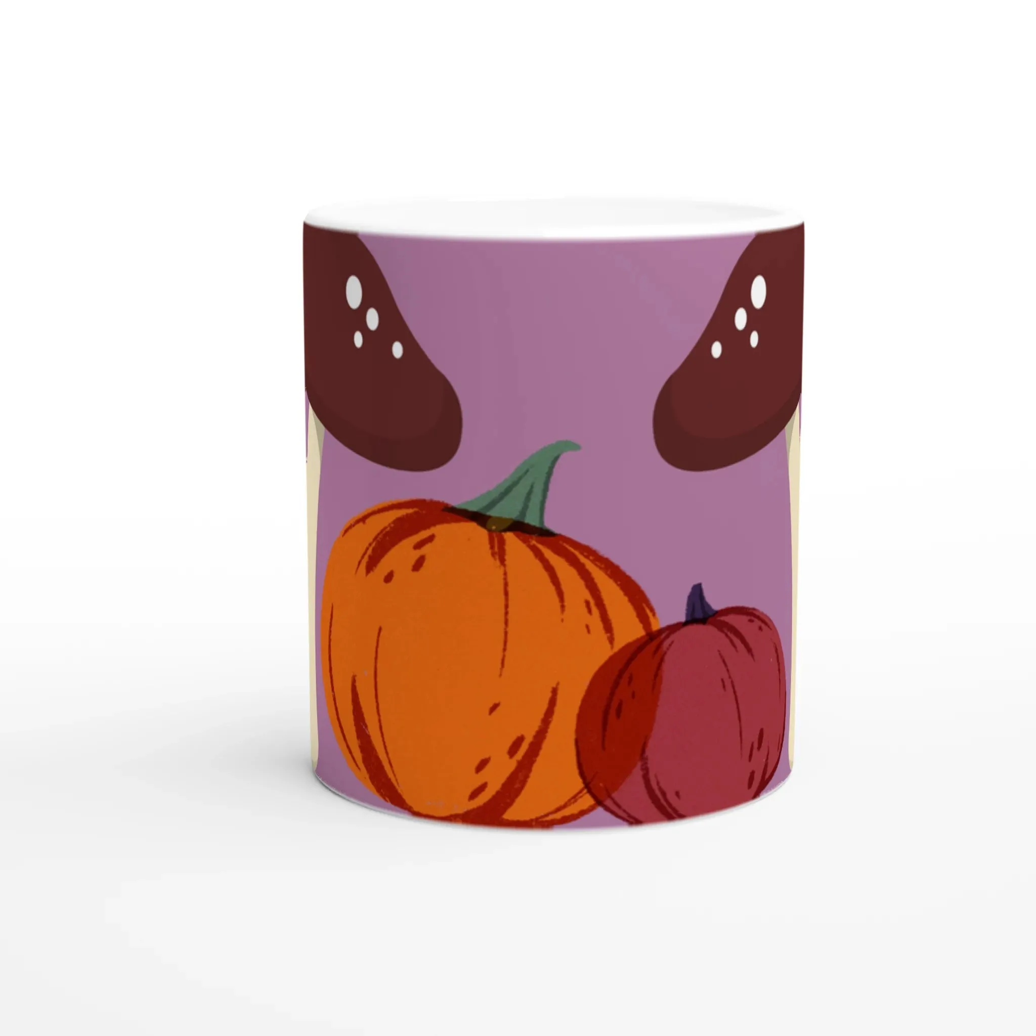 Whimsical Ceramic Mug with Mushroom & Pumpkin Design