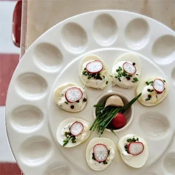 White Ceramic Deviled Egg Platter