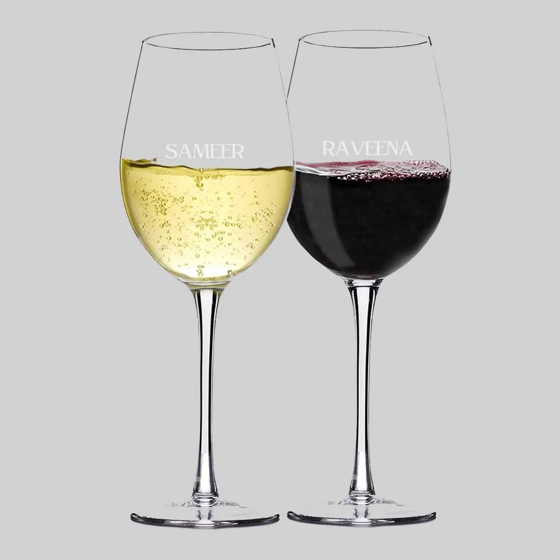 Wine Glasses for Couples Engraved with Personalized Name