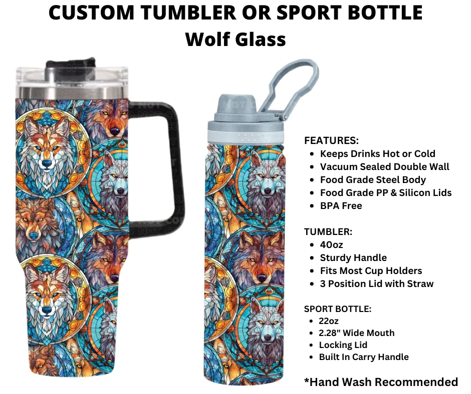 Wolf Glass Custom Tumbler or Sport Bottle