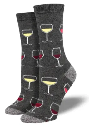 Women's Bamboo Sip Sip Hooray Crew Sock -Grey