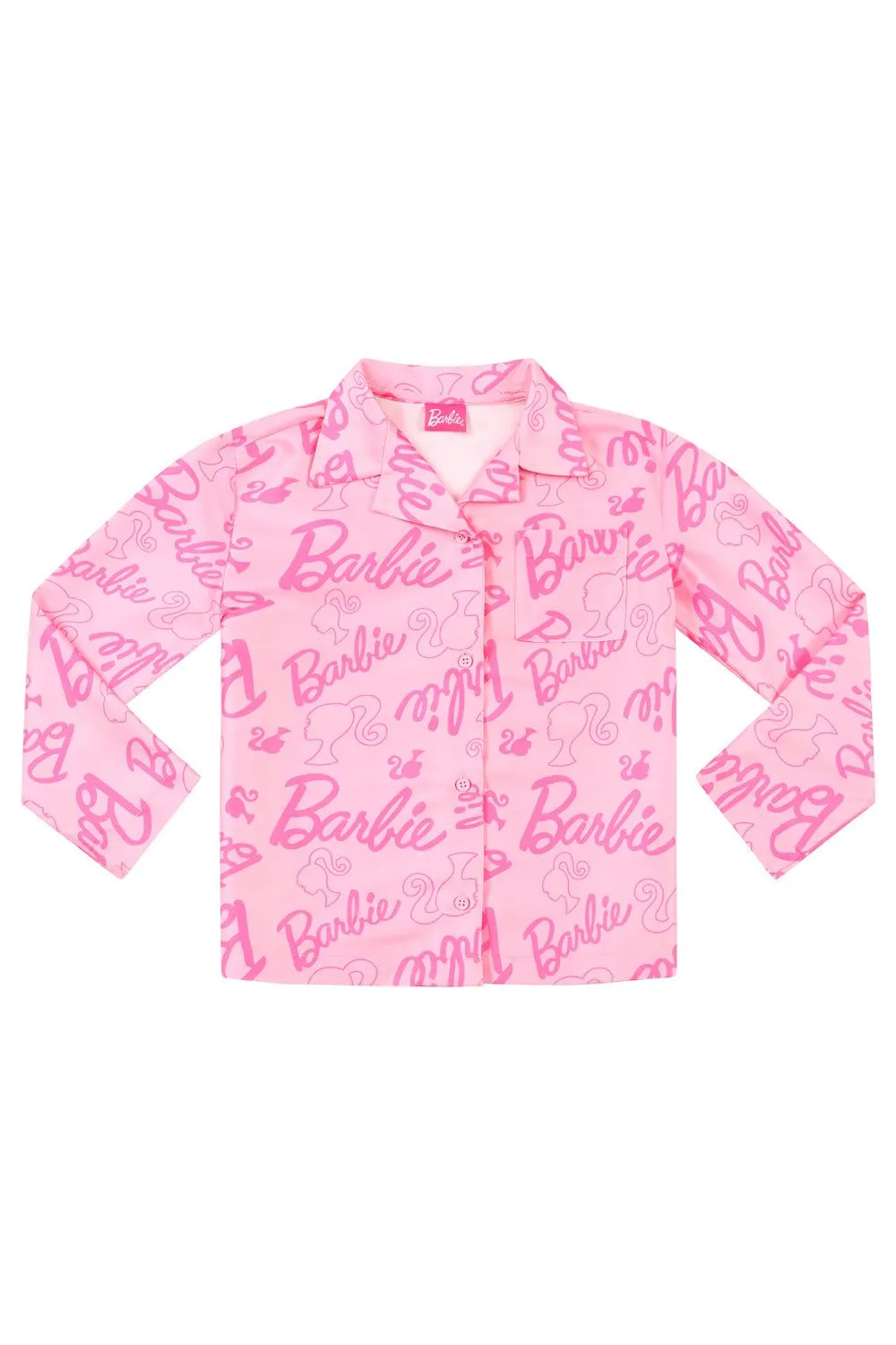 Women's Barbie Long Pink Satin Pyjama Set