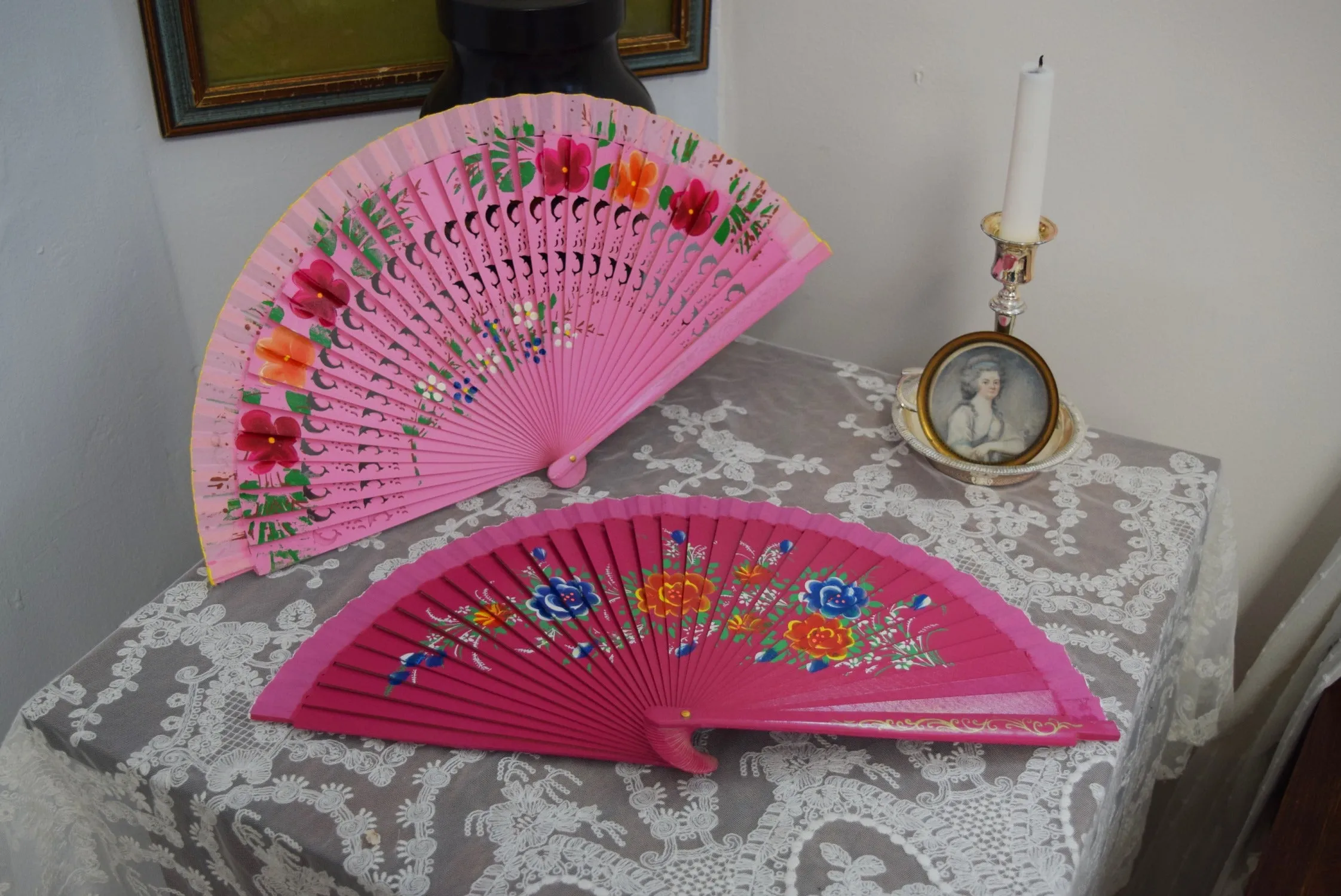 Wooden Hand Fan - Pink