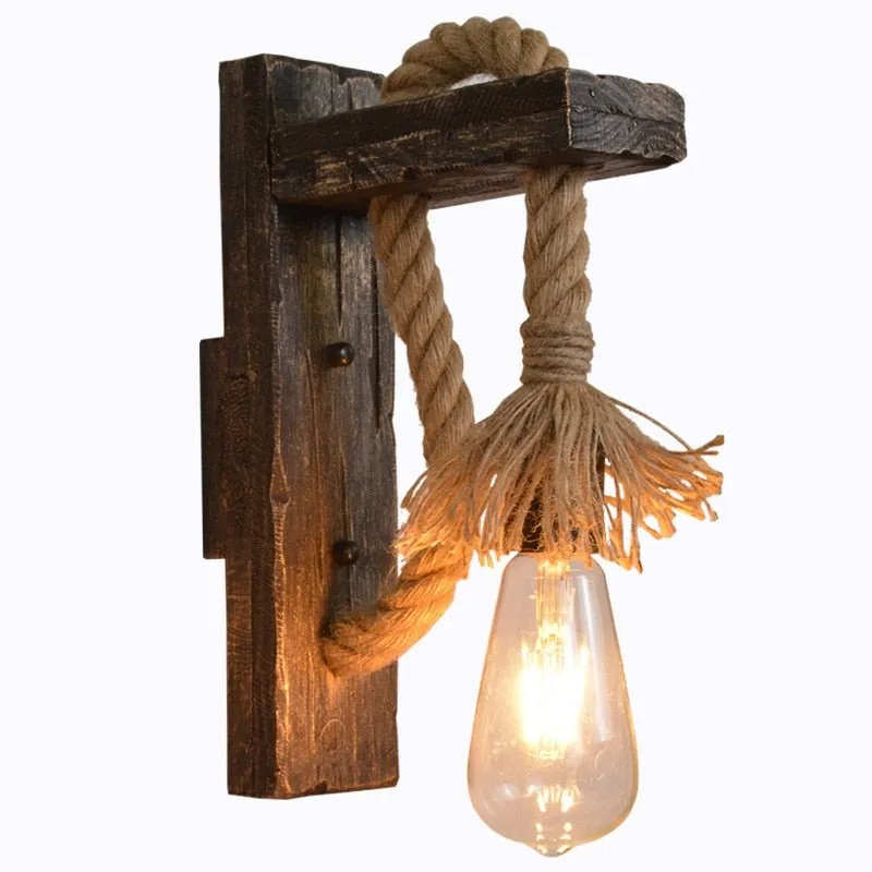 Wooden Rope Hallway Wall Lamp