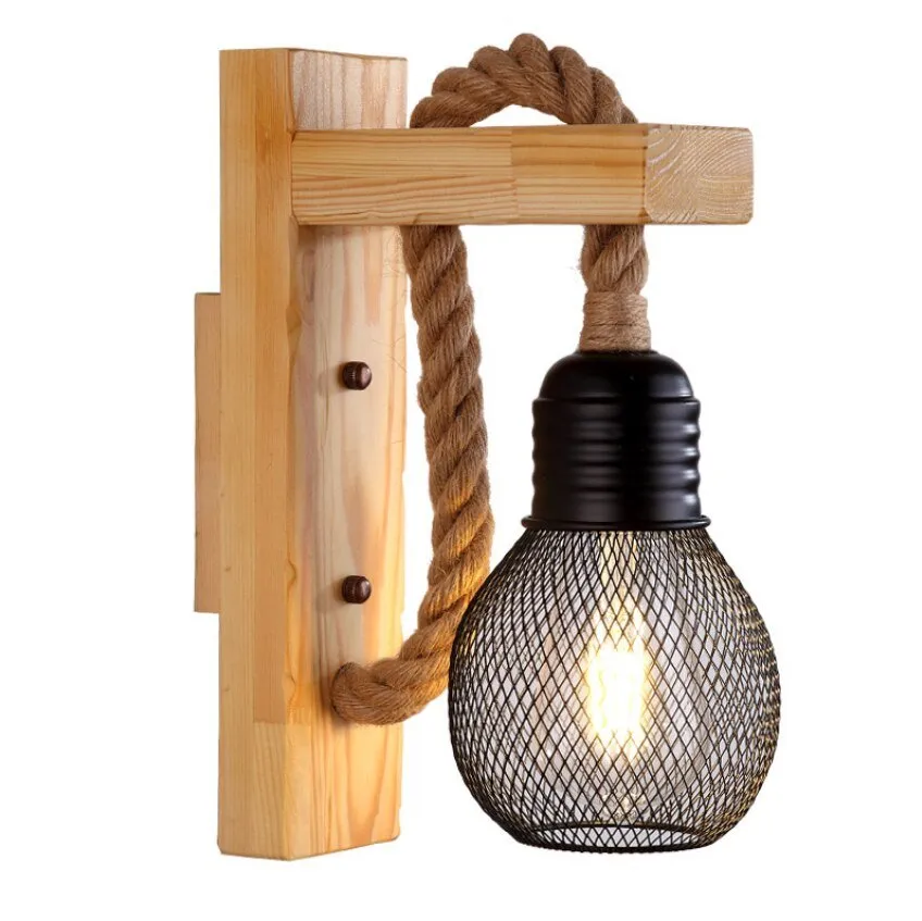 Wooden Rope Hallway Wall Lamp